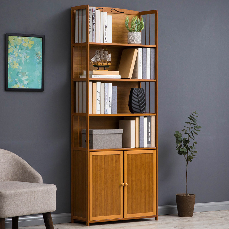 书架落地书柜置物架桌面上收纳儿童简易办公卧室客厅简约实木家用