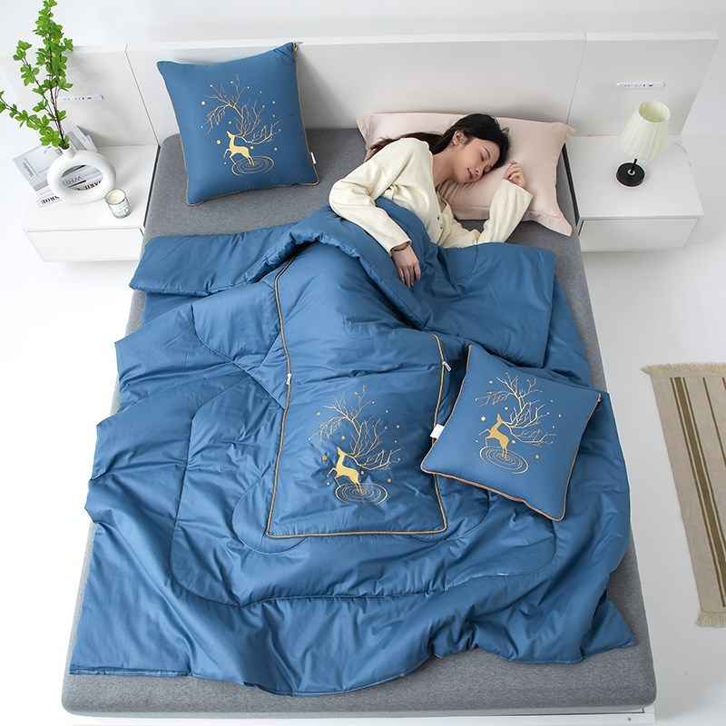 抱枕被子纯棉两用二合一全棉汽车靠枕折叠靠垫空调被多功能夏凉被