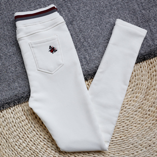 新款白色打底裤女外穿冬季加绒黑裤高腰紧身显瘦铅笔小脚春秋裤子