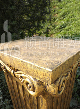 欧式玻璃钢庭院餐厅路引简约条纹罗马柱雕塑招财落地摆件装饰柱