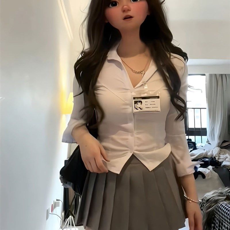 甜辣学院风套装裙女2023年春装jk衬衫制服长袖白衬衣百褶裙两件套