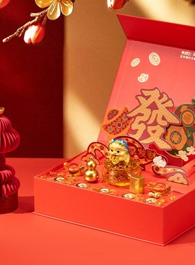 朱炳仁铜 巳季发财摆件桌面摆设家居装饰品过蛇年新春节礼盒