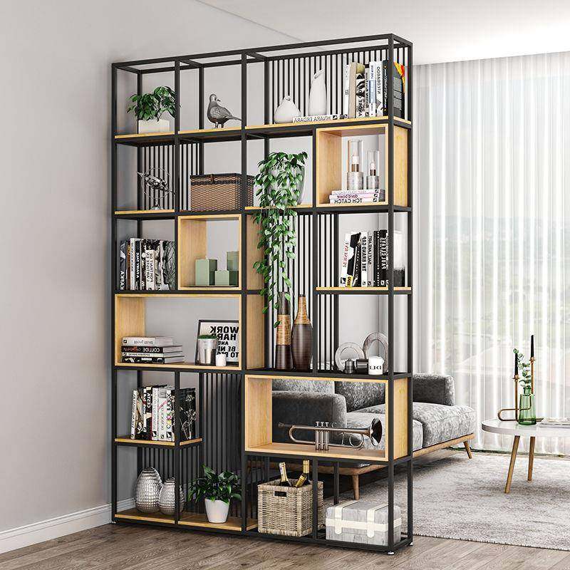 美式铁艺落置物架地办公室屏风隔断柜空展示层架镂81987客厅多实