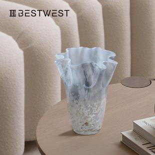 博西居居淡蓝YY24-08渐变波点手工水培白菜玻璃花瓶家家装饰品花