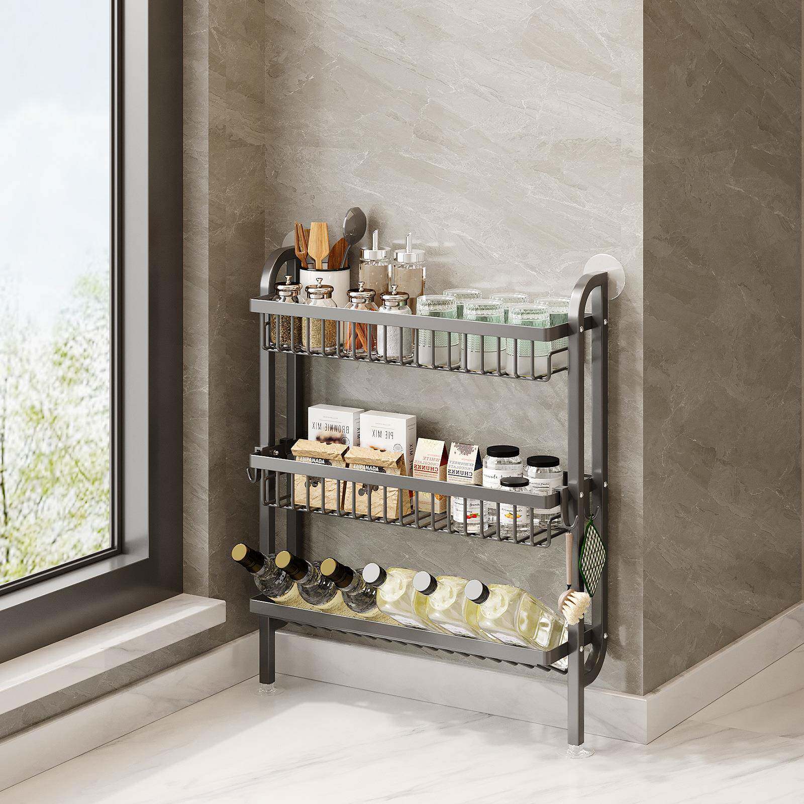 调料置物架上墙窄70517款房调料架厨调子台面小纳型油盐酱醋味料