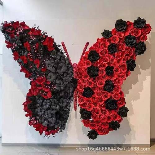 巨型蝴蝶立体美陈装饰服装y店商大型蝶彩色d场001i仿真花蝴路引摆