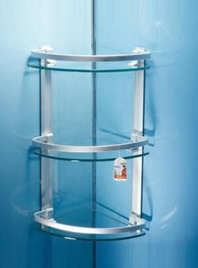 浴室卫生间2层角形空玻璃置物架洗手间角架三转角拐角架95472三太