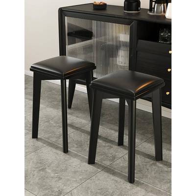 黑色方凳椅子凳木矮头板12凳可厅客餐桌木凳轻奢实木凳子家用叠放