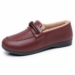 冬季 女鞋 加绒保暖防滑百搭软底休闲加厚 一脚蹬棉鞋 锦世源2025新款