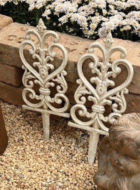 铸铁复古做旧小栅栏围栏装饰花片花坛围边花园庭院园艺装饰品杂货