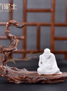 【停产优惠】白瓷雕塑艺术品 客厅博古架摆件/静坐罗汉