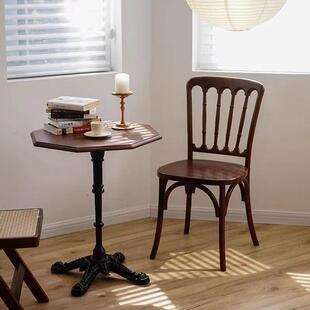 椅美式实木20462餐椅家用靠背拿破仑椅整装编藤古堡椅节竹复古藤编椅椅