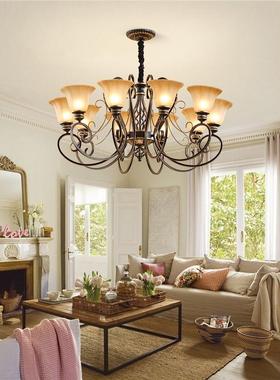 客厅灯吊奢美式复古灯具式田园简约轻RYD奢高欧档华大气餐厅卧室