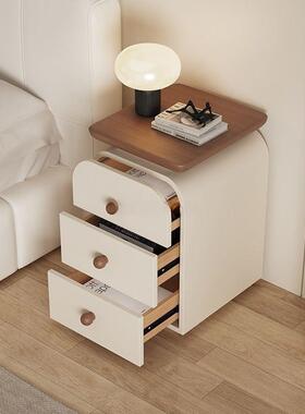 小型实木床头柜家用卧室2025新超窄中古收奶ICA油风纳现代简约柜