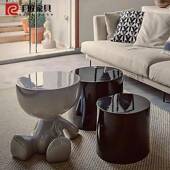 酒店客厅别墅样板房小户型小人几玻璃卡通小平钢头角几家LIP居圆