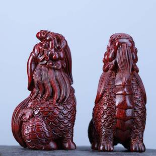 印度料小XUR叶紫檀望天品手把件摆件紫檀工吼艺整料老雕刻送礼佳