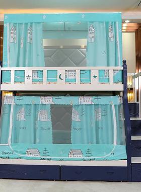 遮童光子床17828床蚊帐方顶母上下铺1.5儿双层床上下床一体书架款纹帐