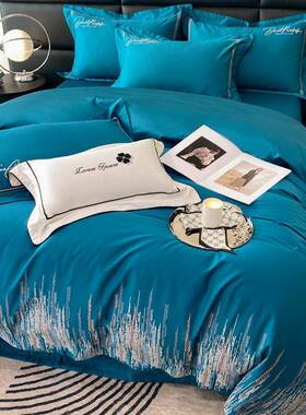 厂CTR家直销10支花素色四件套简约床上可用品四绣0件套四季用代