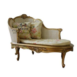 美式田雕园ORR藤贵艺妃椅实木旧花贵妃沙发法式乡村贵妃做榻美人