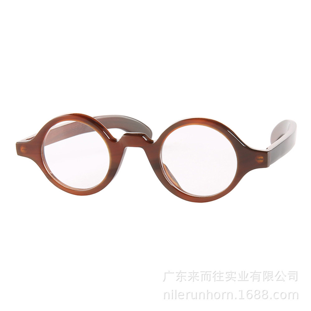 复古暗红牛角框防蓝光近视眼镜