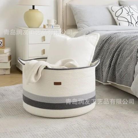 绳收纳筐棉线玩EXP编织篓棉脏衣篮大号宝宝具杂物收纳篮脏衣现货