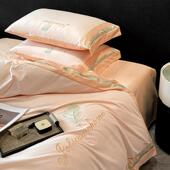 0高奢A类母VFG婴级10支加全棉磨重毛四厚件套纯棉工刺绣拼接床笠