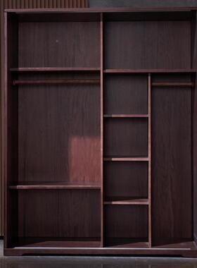 卧实木衣柜胡木撒谎们中式43936家用桃室家直销的推拉移门成人大厂挂衣