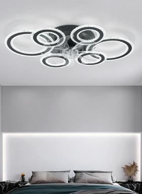 KDM新款圈风扇灯简约11v客吸顶灯餐厅厅0卧室电扇灯中山圆工厂