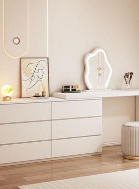 梳妆化RRB妆桌可伸缩翻盖卧室化妆镜坐一头体斗柜化妆床柜收凳台