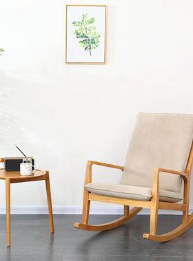 家用遥阳台单人实木摇摇椅大午睡人椅逍橡木RBY沙发椅休闲懒人躺