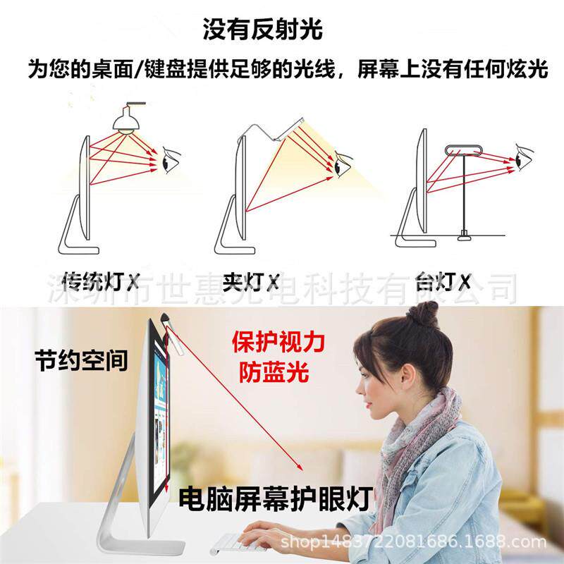 电脑挂灯显示器七护眼灯屏幕灯rAJVgb氛挂围灯护彩幻彩跑马灯眼灯