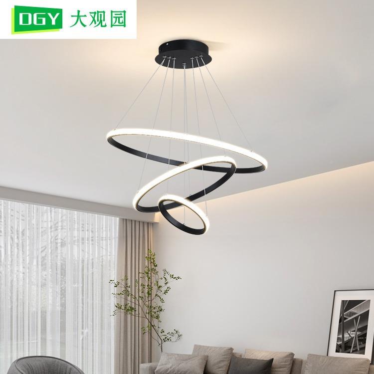 具圆环餐厅吊灯吧简约现代客厅灯餐WQQ桌台灯创意奢饭厅环轻形灯0