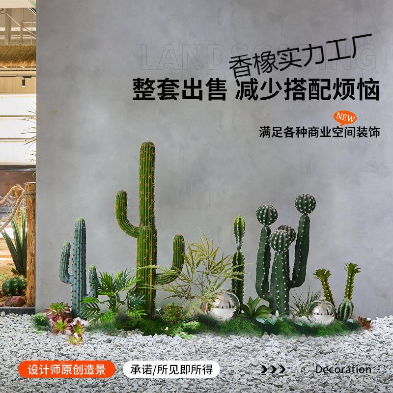 仿真仙人掌景球造形热带植物盆栽橱窗楼下室内大型景装饰摆观BZE