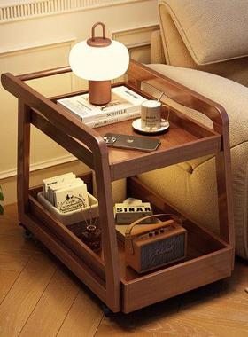 边几实木家用客厅卧室移物架全沙桌发侧边置柜小茶小UQW推车可动