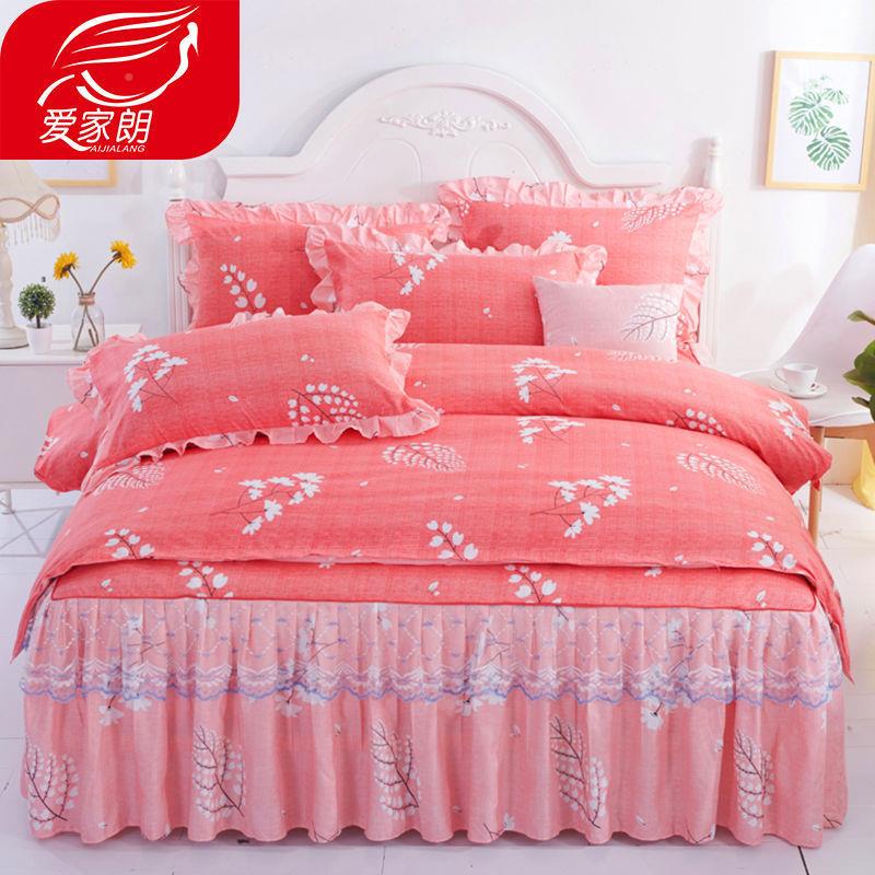 用蕾丝边床裙床罩版四件套公主风被EGI罩床上韩品床