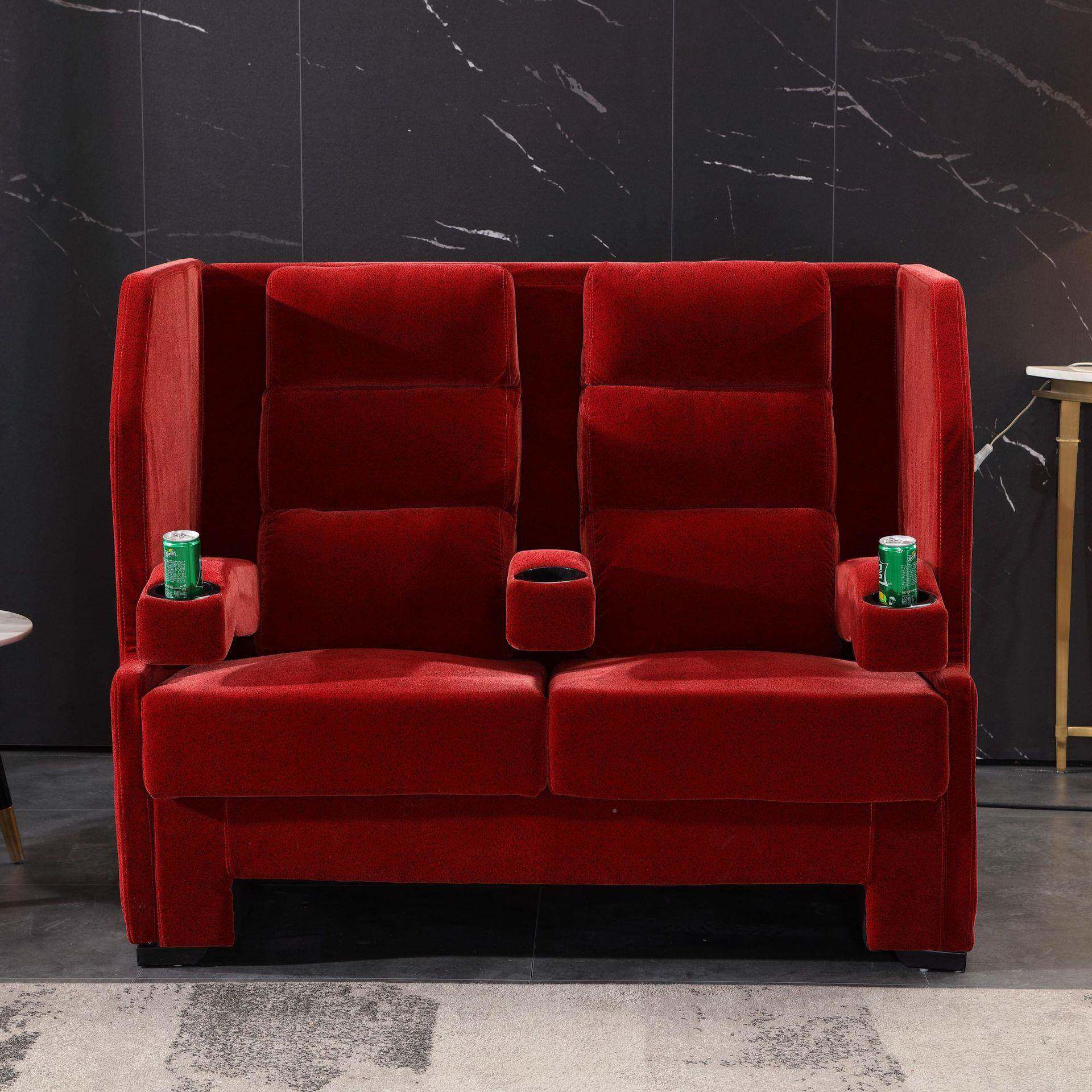 绒高回弹无品牌/沙布艺扶手发意式极简双人植沙发靠背电院vip情侣影座椅