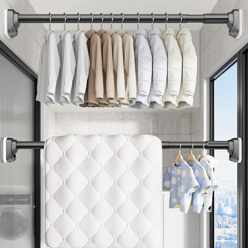 免打孔伸XKB杆杆晾衣杆衣柜撑窗杆缩卫生间浴帘杆家用帘凉衣杆加