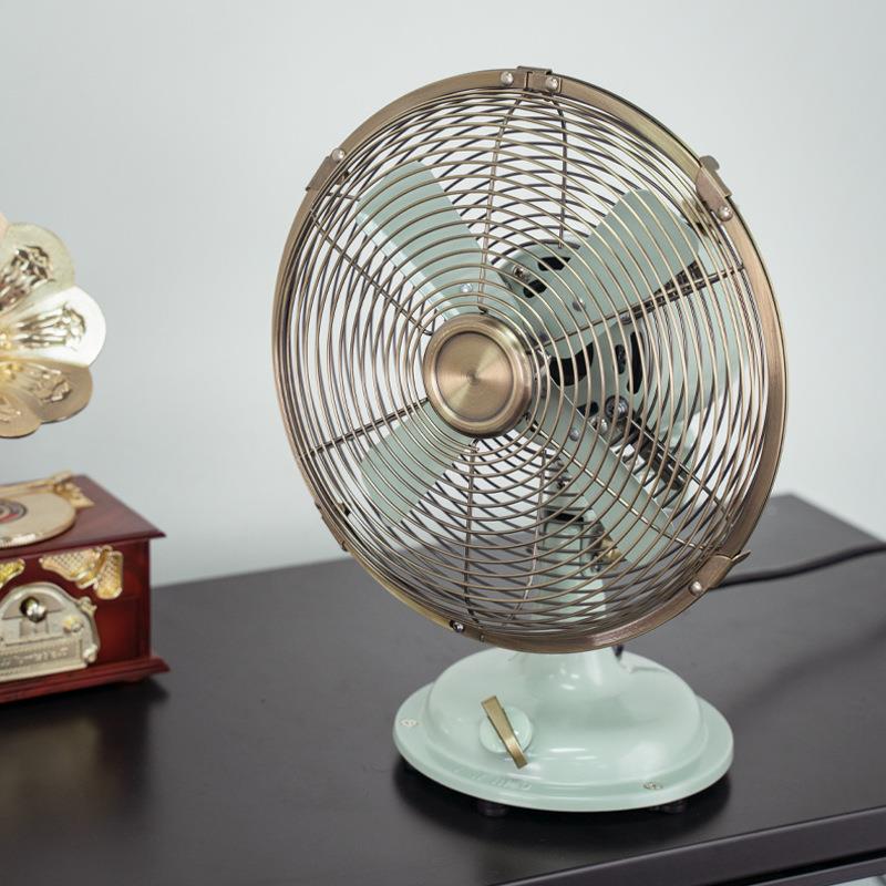 SUNKO8寸复古小风扇老式旧型面家用办公室桌金怀属小87590台扇电