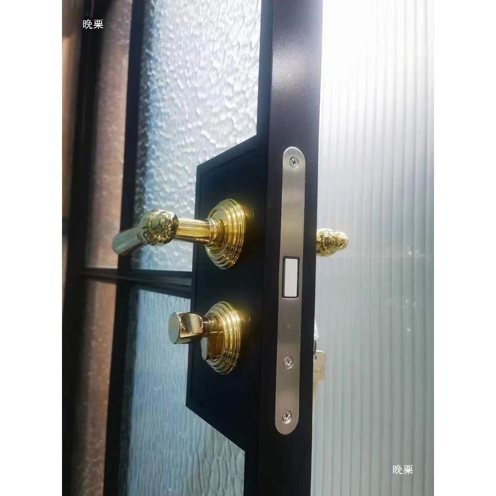 极窄生间玻璃欧美卫JVE式复古室内门房金色磁吸锁具门芯分体门锁