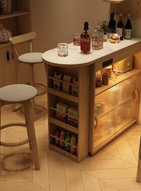 吧岩CMO板桌一体家用餐边柜厅岛客台餐桌台小户型可伸缩隔断储物