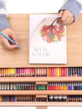 中画材山毛榉三层抽盛屉绘式画工具箱颜料79670盒工具盒画盒