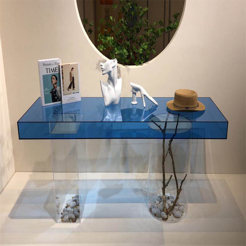 示岛流WAZ亚克力中水展桌服装店桌子中间摆放展示架落地长方形展