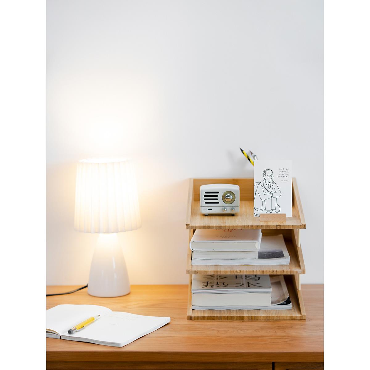 A6LA4纸物文件夹办层收纳盒公桌FVO桌面置架三书本资料盒简约实木