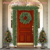 圣诞花环柏树藤门VSJ条实触感木花环松家庭餐桌壁炉廊圣诞节真装