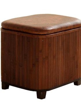 收纳凳子储物家用客厅方实凳木矮54972凳长形可人坐收纳箱门口换张小岳