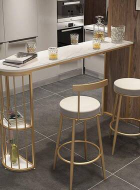 轻厨奢靠墙客开放式房吧台桌现代简阳台高脚WKW餐桌一厅体隔断家