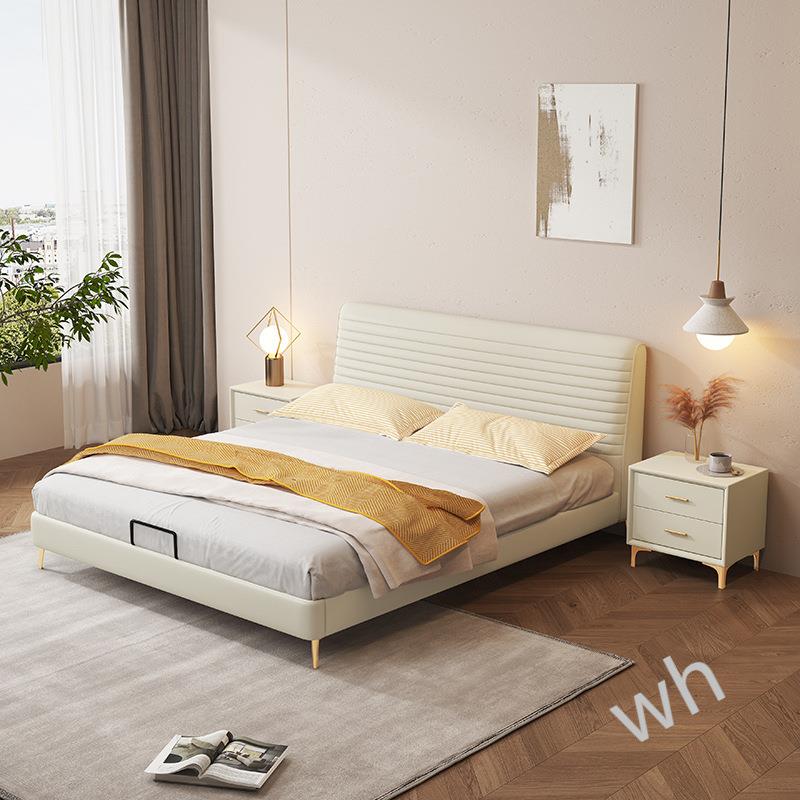 NK雯N1薄床头皮卧大艺双人床高脚床齐边实1木床板GOP卧室软主体