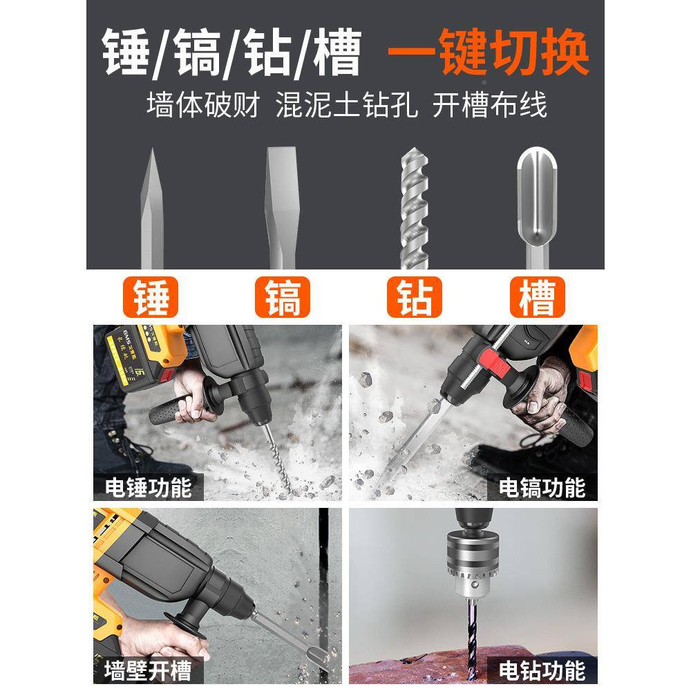 家用充电式电锤电镐用工级大两功率重型冲无击钻混凝土业线锂DNH