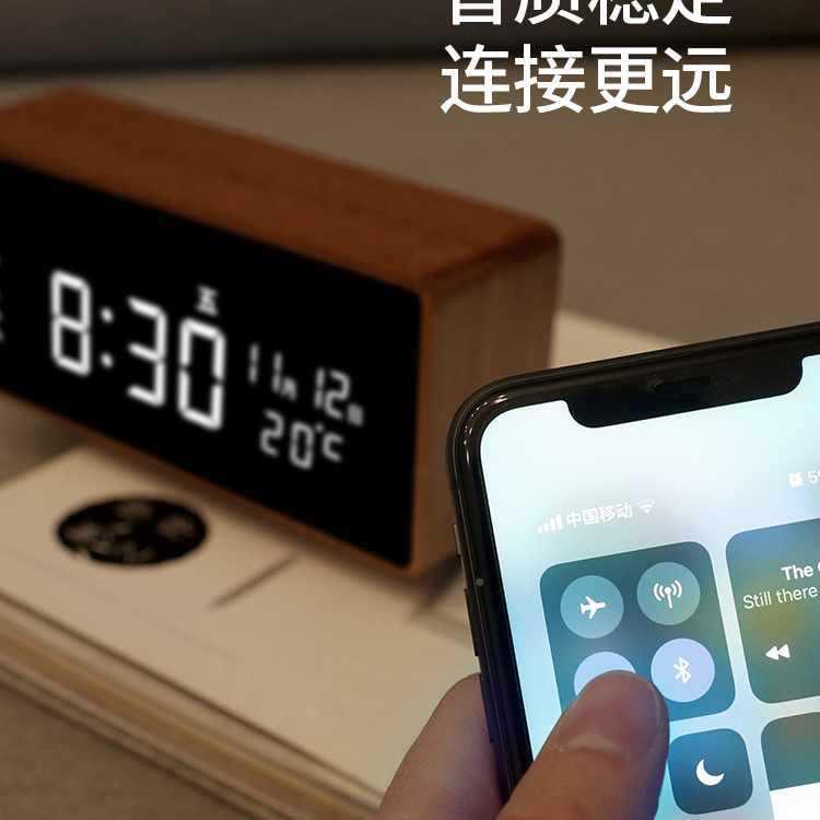 LE时D数客字电子显EMH示座钟桌面静音时钟摆件木质闹钟厅表摆台式