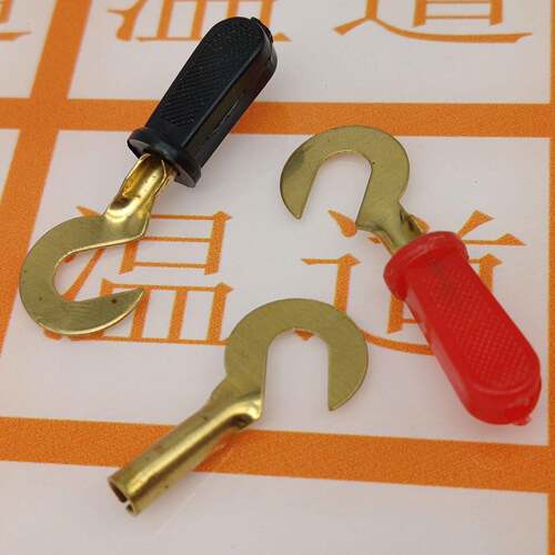 钩形试叉6MM接测VMN端子压线头物理实验线双导头插头叉线铜件